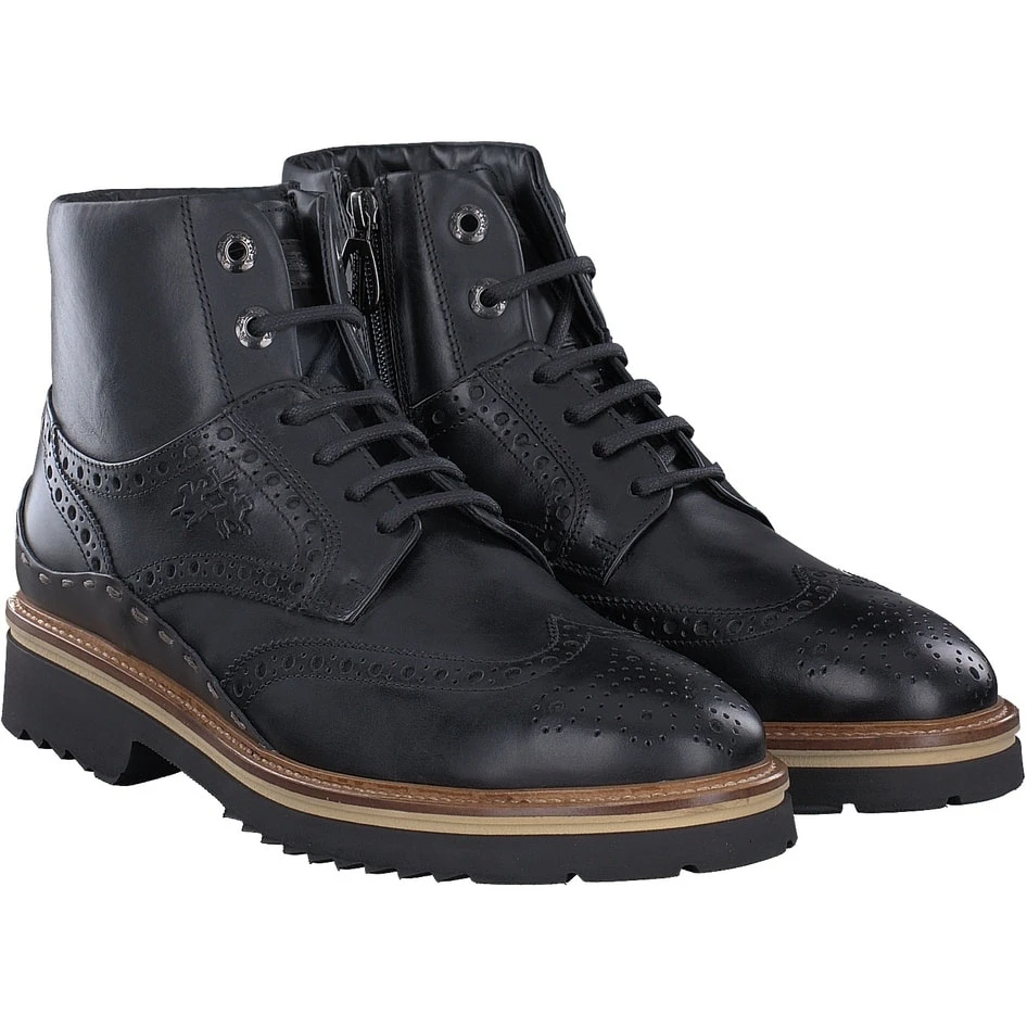 La Martina Schnürboots In Schwarz 1 La Martina Schnürboots In Schwarz